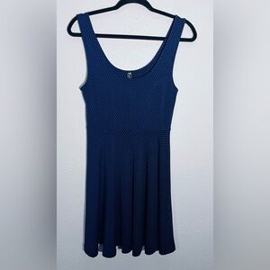 Free People Loving Lola Blue Mini Skater Dress Red Polka Dot Fitted Bodice SP